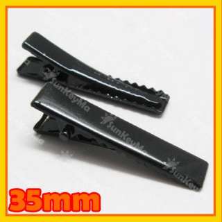 50 X 35MM Alligator Clips Teeth Hair prong Black HC008  