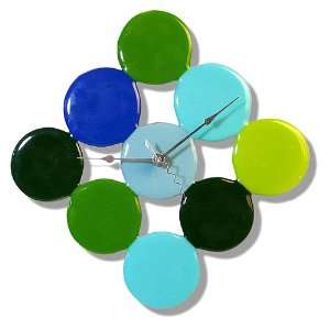  Fused Glass Bubble Dot Wall Clock, Aqua Blue Blend, 14 