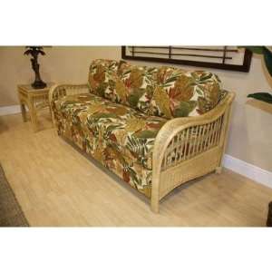   Rattan Sofa in Natural Finish Fabric Havanah Almond