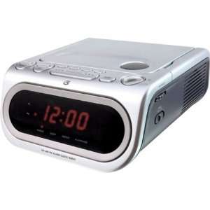  GPX C208 AM/FM Clock Radio with Top Load CD Player (Silver 