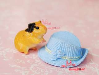 12 Dollhouse Miniature Animal Voles W/ Blue Lady Hat  