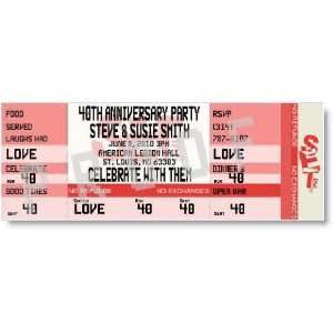  40th Anniversary Ticket Invitations Health & Personal 