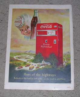 1950 Coke Coca Cola Ad Vintage Coke Machine. Highway  