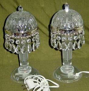 VIntage Pair crystal lamps holland marked art deco  