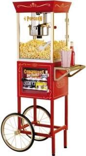 Popcorn Popper Home Pop Corn Maker + Cart Stand Nostalgia Electrics 