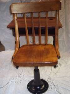 Antique 1890s Heywood Eclipse School Desk & Bentwood Windsor Chair 