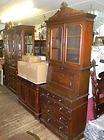 antique victorian solid walnut secretary drop lid 4 draw desk