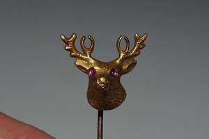 Vintage Deer Buck Gold Stick Pin  