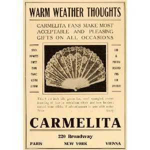  1906 Vintage Ad Carmelita Folding Silk Lace Fan Fashion 