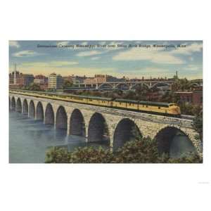 Train  Crossing Stone Arch Bridge, Minneapolis, MN   Minneapolis, MN 