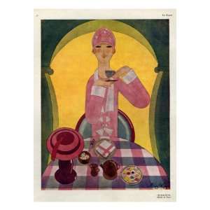  Art Deco Tea Drinking, Magazine Plate, Spain, 1926 Giclee 