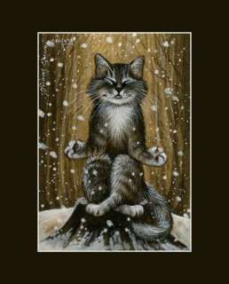 Sepia Cat ACEO Snow Meditation Print by I Garmashova  