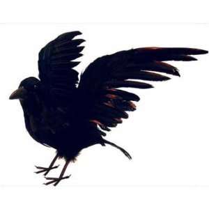 Artificial Large Life Size Black Feather Flying Crow for Halloween 