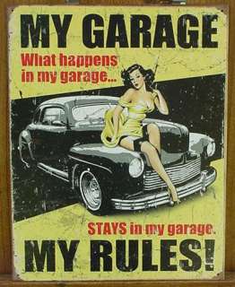 Vintage GARAGE PIN UP Girl Ad Sign AUTO REPAIR Tin CAR  