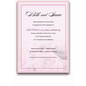  40 Rectangular Wedding Invitations   Baby Pink Roses on 
