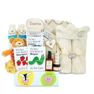    Organic New Baby Shower Gift Basket with Eric Carle Books Baby