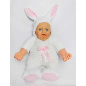    Tall Baby Doll dressed in Plush Rabbit Costume  White Toys & Games