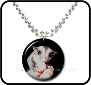 BABY SUGAR GLIDER* Flying Squirrel Button NECKLACE  