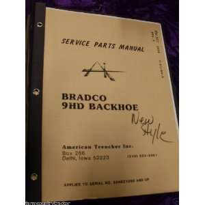  Bradco 9HD Backhoe New Style OEM Parts Manual Bradco 9HD 