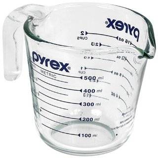 Pyrex Prepware 2 Cup Measuring Cup, Clear with Blue Measurements 