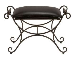 Scrolled Metal Vanity Bench /Ottoman Foot Stool  