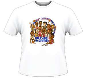 1987 Basketball All Star Game Caricature T Shirt  