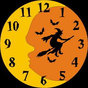   Clock Stencil~Moonface Witch Bats~ Halloween Spooky Scary Decorate Fun
