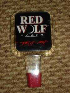 Red Wolf Lager Acrylic Beer Bar Tap Handle 3 1/4 x 6  
