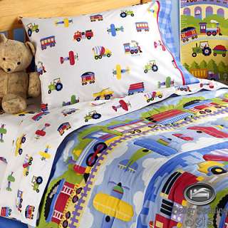   Train Airplane For Crib Nursery Comforter Theme Bedding Set  