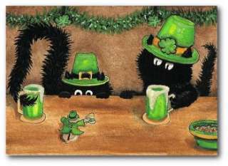 Peek&Boo Black Cats Hamster St Patricks Leprachaun Bar FuN ArT   ACEO 