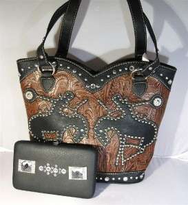 Brown and Black Bronco Horses Rodeo Western Boot Cowgirl Handbag Purse 