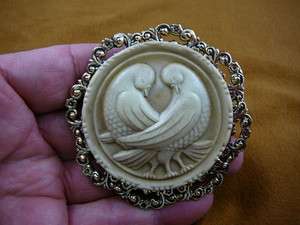 CL55 6) White Love DOVES bird CAMEO Pin Jewelry brooch PENDANT  