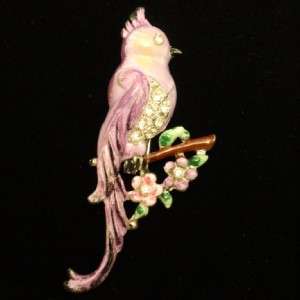 Bird of Paradise Fur Clip Pin Vintage Enamel Coro  