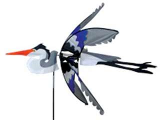 Blue Herron Bird Wind Spinner Whirligig Garden Stake  