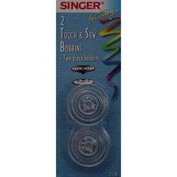 Two Touch and Sew Transparent Bobbins for the following Singer Sewing 