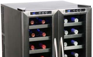 32 Bottle Thermo Electric Dual Zone Wine Cooler, Cellar Refrigerator 