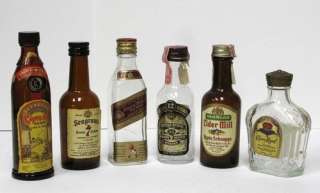 Vintage Mini Liquor Airport Glass Empty Bottles Lot of 6 Decor or 