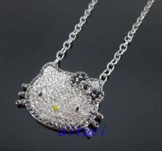   KITTY High Quality Large Crystal black bow necklace xmas gift  