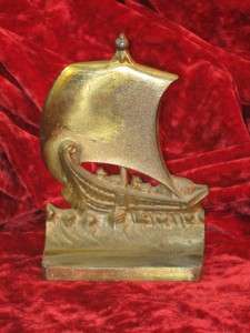 vintage Bradley and Hubbard Brass Ship Bookends  