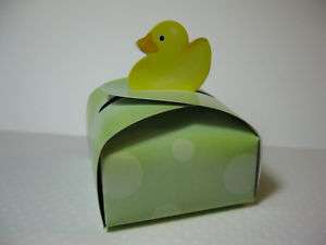 10 Green Polka Dot Yellow Duck Baby Shower Favor Boxes  