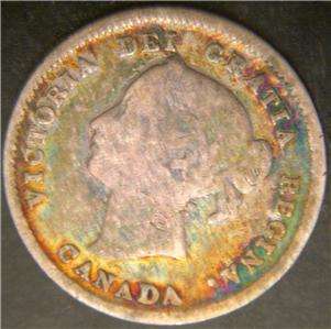 1882H Canadian Silver Five Cent   Some Hair Detail Still Shows  
