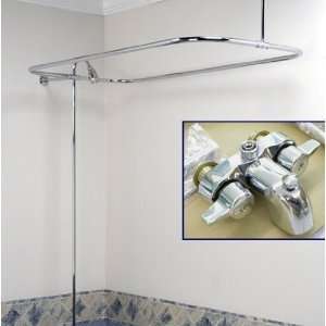  Clawfoot Tub Shower Faucet & Rectangular Combo Set
