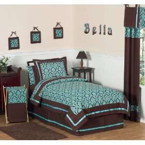 Turquoise and Brown Bella Childrens & Teen Bedding 4 pc Twin Set 