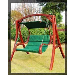   Wooden Patio Swing Bench Chair W/canopy 0115 Patio, Lawn & Garden
