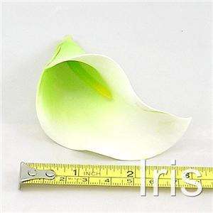 12 Artificial Silk Flower White Green Calla Lily Heads  