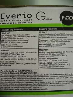 JVC Everio Camcorder with Accesories Remote, Software, Manuals, 2 