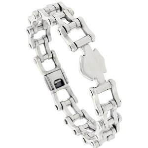 Sterling Silver Hand Made Bicycle Chain Link 9 in. Bracelet, 1/2 in 
