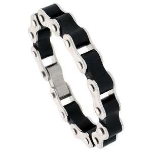   Stainless Steel & Rubber Bicycle Chain Bracelet 1/2 inch (13 mm) wide