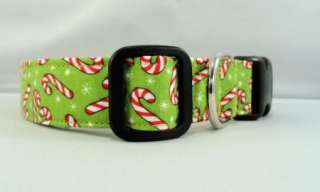 Awesome Candy Canes on Green Dog Collar  