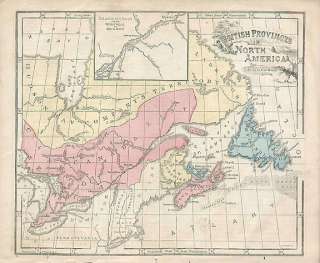 BRITISH NORTH AMERICA authentic Antique Map CANADA genuine 156 years 